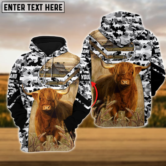 Joy Corners Highland Camo Animal Pattern Personalized 3D Hoodie