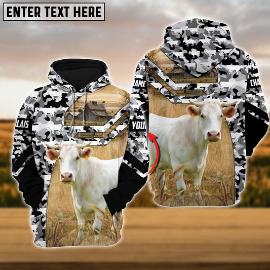 Joy Corners Charolais Camo Animal Pattern Personalized 3D Hoodie