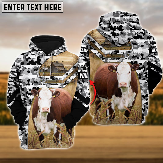 Joy Corners Hereford Camo Animal Pattern Personalized 3D Hoodie