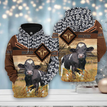 Joy Corners Holstein Leather Camo Pattern on Farm 3D All Over Printed Hoodie