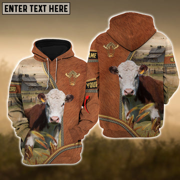 Joy Corners Hereford Fur And Zipper Pattern Personalized 3D Hoodie