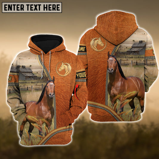 Joy Corners Horse Fur And Zipper Pattern Personalized 3D Hoodie