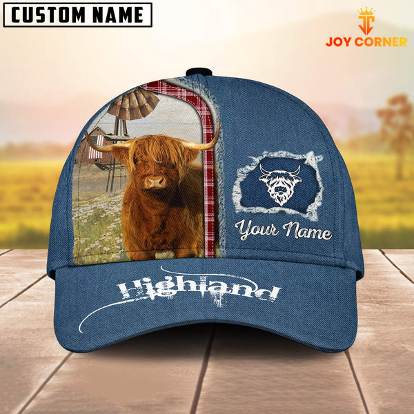 Joycorners Custom Name And Cattle Breeds Highland Jean Pattern Classic Cap