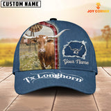 Joycorners Custom Name And Cattle Breeds Texas Longhorn Jean Pattern Classic Cap