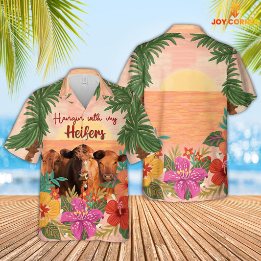Joy Corners Triple Red Angus Hawaiian Shirt