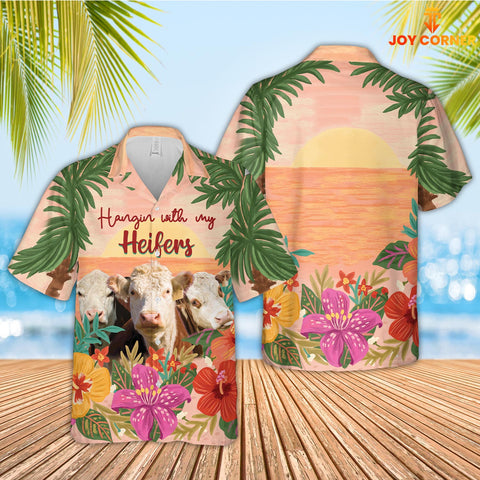 Joy Corner Hereford Hangin with my Heifers 3D Hawaiian Shirt