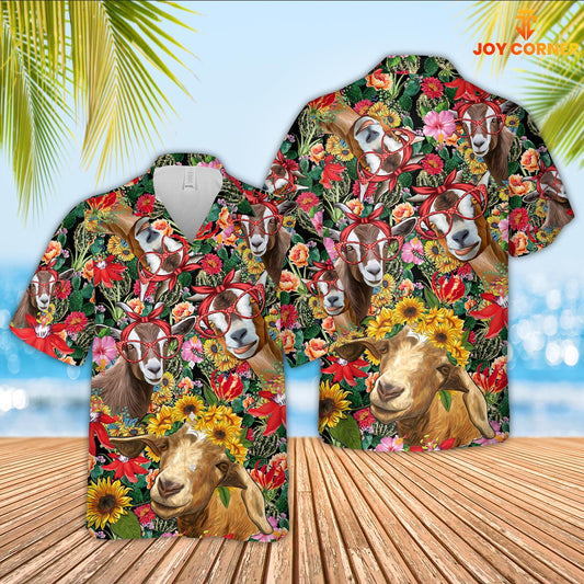 Joy Corners Goat And Flower Drawing Hawaiian Shirt