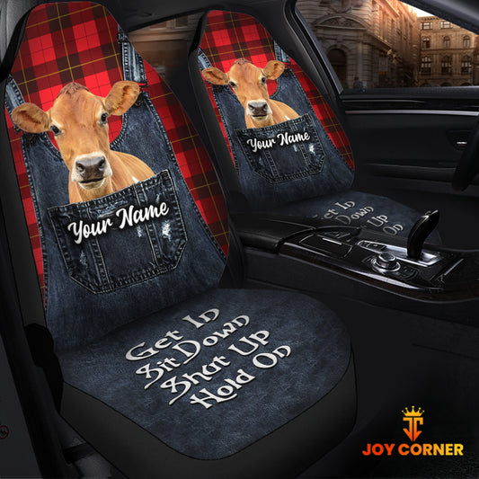 Joycorners Customized Name Jersey Jean Overalls Pattern Car Seat Covers (2Pcs)