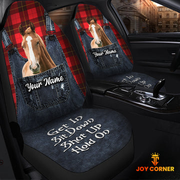 Joycorners Customized Name Horse Jean Overalls Pattern Car Seat Covers (2Pcs)