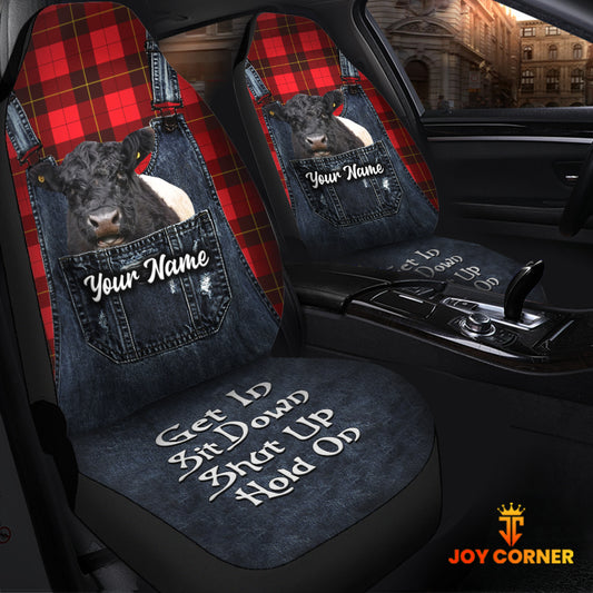 Joycorners Customized Name Belted Galloway Jean Overalls Pattern Car Seat Covers (2Pcs)