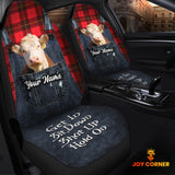 Joycorners Customized Name Hereford Jean Overalls Pattern Car Seat Covers (2Pcs)