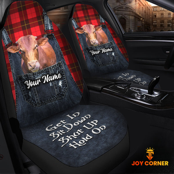 Joycorners Customized Name Beefmaster Jean Overalls Pattern Car Seat Covers (2Pcs)