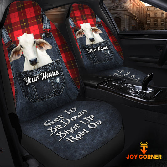 Joycorners Customized Name Brahman Jean Overalls Pattern Car Seat Covers (2Pcs)