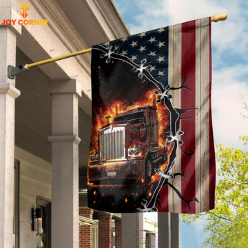 Joycorners Fire Truck American 3D House Flag