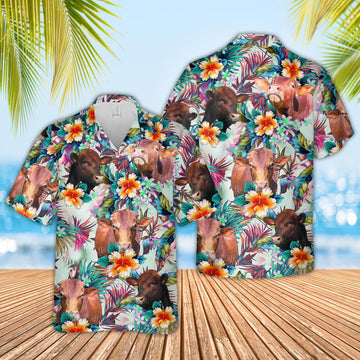 Joy Corners Beefmaster Colorful Leaf Pattern Hawaiian Shirt