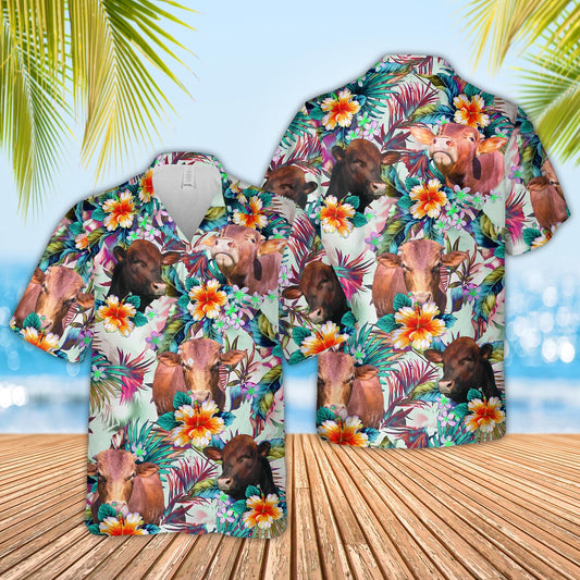 Joy Corner Beefmaster Cows with Flowers 3D Hawaiian Shirt