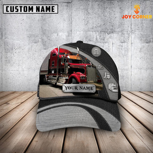 Joycorners Customized Name Black And Red Trucker Mesh Cap 2023
