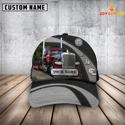 Joycorners Customized Name Black And Dark Red Trucker Mesh Cap 2023