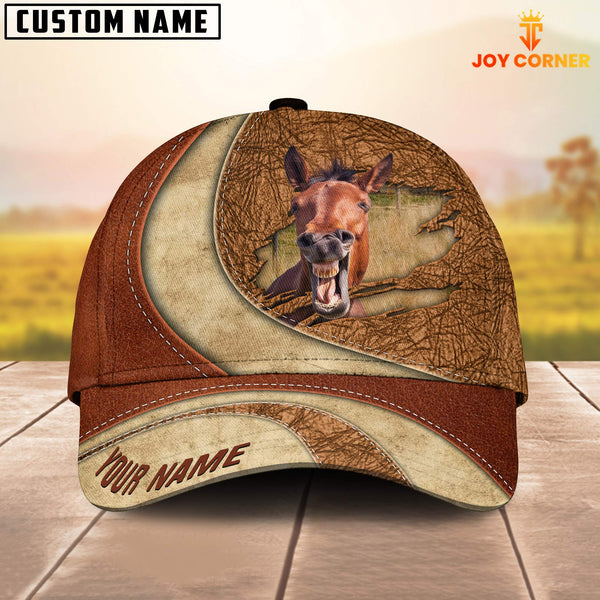 Joycorners Custom Name Horse Torn Leather Pattern Classic Cap