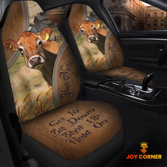 Joycorners Jersey Customized Name Leather Pattern Car Seat Covers (2Pcs)