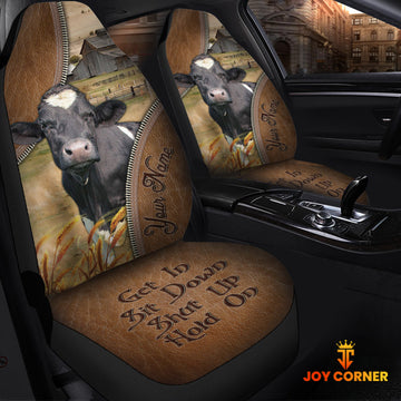 Joycorners Holstein Customized Name Leather Pattern Car Seat Covers (2Pcs)