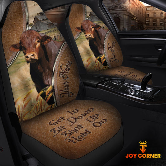 Joycorners Beefmaster Customized Name Leather Pattern Car Seat Covers (2Pcs)