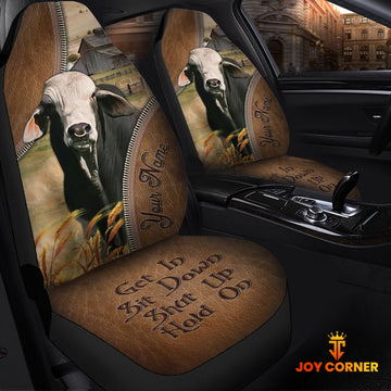 Joycorners Brahman Customized Name Leather Pattern Car Seat Covers (2Pcs)