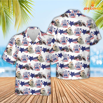 Joy Corners Brahman American Flag Pattern Hawaiian Shirt