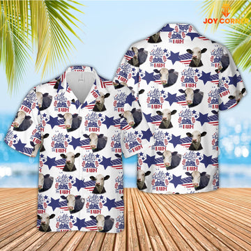 Joy Corners Black Baldy American Flag Pattern Hawaiian Shirt