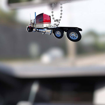 Joy Corners Dark Red And White 03 Truck Car Hanging Ornament