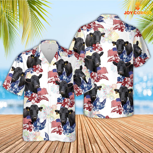 Joy Corners Dexter American Flowers And Flag Pattern Hawaiian Shirt
