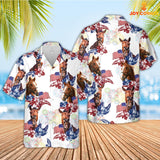 Joy Corners Horse American Flowers And Flag Pattern Hawaiian Shirt