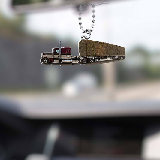 Joy Corners Dark Red And White Truck Car Hanging Ornament