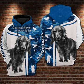 Joycorners Dachshund When I Need A Hand I Found Your Paw Over Print Shirts