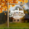 Joycorners Personalized Deer Metal Sign, Hunting Sign Wall Decor for Cabin, Fathers Day Gift, Deer Camp Sign LM0110