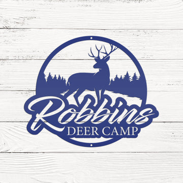 Joycorners Personalized Deer Metal Sign, Hunting Sign Wall Decor for Cabin, Fathers Day Gift, Deer Camp Sign LM0110