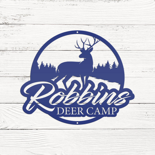 Joycorners Personalized Deer Metal Sign, Hunting Sign Wall Decor for Cabin, Fathers Day Gift, Deer Camp Sign LM0110