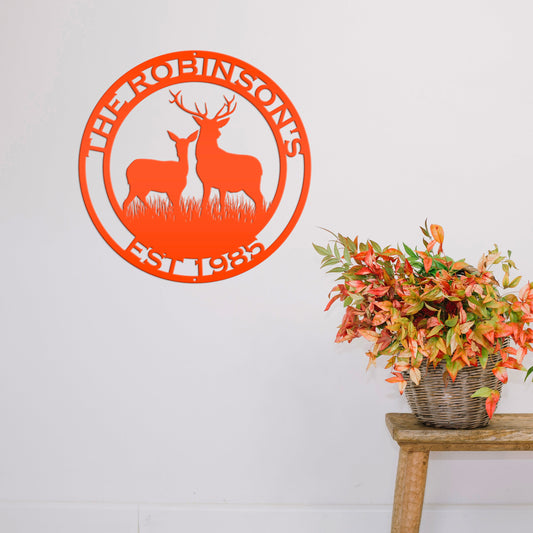 Joycorners Personalized Deer Scene Metal Sign, Deer Hunter Gift Metal Sign, Hunting Sign for Garage, Hunters Gift. Gift for Hunters, Father's Day Gift LM0110