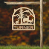 Joycorners Deer Family Welcome Metal Sign- Deer Themed Welcome Sign-Custom Deer Hunting Sign -Deer Cabin Family Name Sign LM0110