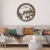 Joycorners Personalized Family Name Outdoor Mountain Deer Scene with Established Date Round Metal Sign LM0110