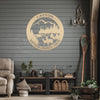 Joycorners Personalized Family Name Outdoor Mountain Deer Scene with Established Date Round Metal Sign LM0110
