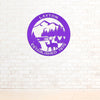 Joycorners Personalized Family Name Outdoor Mountain Deer Scene with Established Date Round Metal Sign LM0110