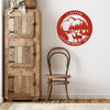 Joycorners Personalized Family Name Outdoor Mountain Deer Scene with Established Date Round Metal Sign LM0110