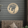 Joycorners Personalized Family Name Outdoor Deer Scene with Established Date Round Metal Sign-Deer Cabin Metal Sign -Deer themed Wall Decor LM0110