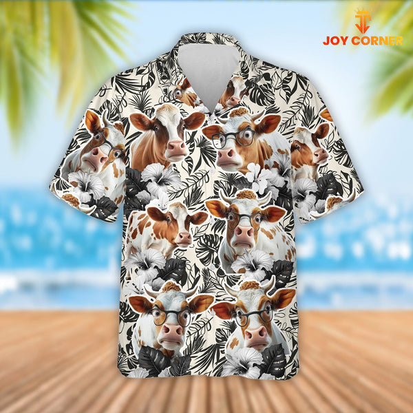 Joy Corners Funny Dexter Cattle 3D Hawaiian Flower Shirt