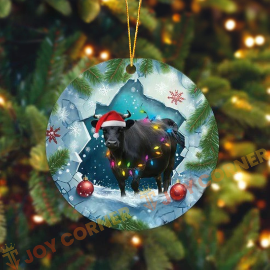 Joycorners Personalized Farmhouse Cow Acrylic Ornament (14 Breed Options)