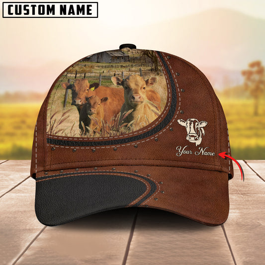 Joycorners Custom Name And Dexter Cows Leather Pattern Classic Cap