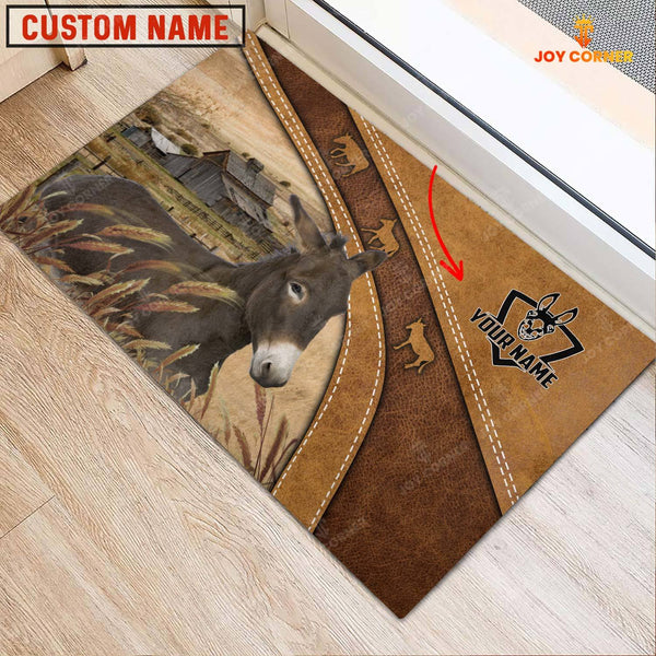 Joycorners Donkey Personalized - Welcome Brown Doormat