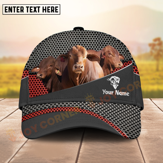 Joycorners Hereford Beef Cattle Farm Mesh Cap Personalized Name All Over Print Cap