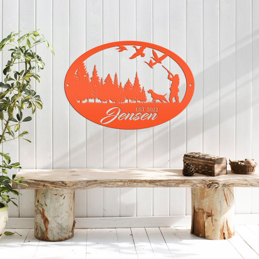 Joycorners Personalized Duck Hunting Metal Sign, Fathers Day, Duck Hunter Gift, Hunting Gift, Duck Hunting Scene Sign & Decor LM0110